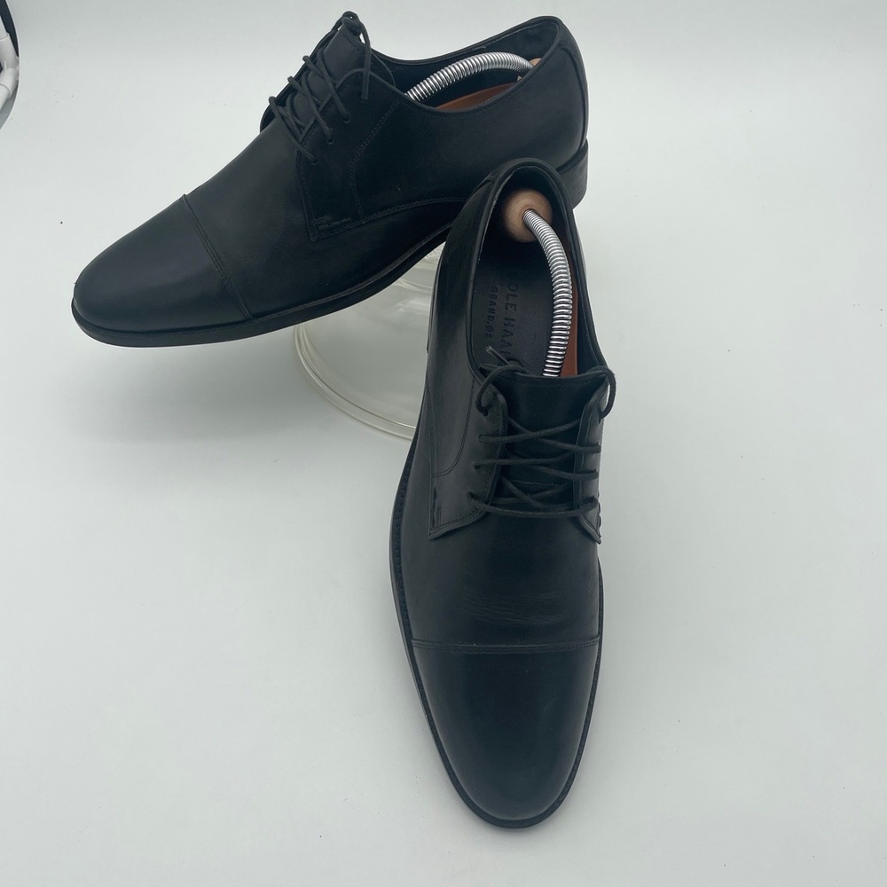 Cole Haan C11630 Black Cap Toe Lace Up Grand 0s Zero Leather Oxford Shoes Mens 1